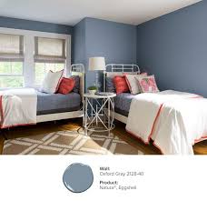 Rich indigo walls paired with white looks sharp and create a cosy environment. Bedroom Color Ideas Inspiration Benjamin Moore Grey Bedroom With Pop Of Color Dark Blue Bedrooms Bedroom Paint Colors