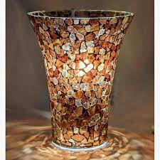 Gold Brown Vase Glass Flare Top