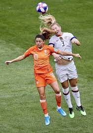 Usa S Samantha Mewis Goes Up With Danielle Van De Donk Of Netherlands For A Header During The Fifa Women S Fifa Women S World Cup Women S Soccer Womens Soccer