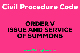 Order V Of Cpc Issue And Service Of Summons Cpc Civil Procedure Postal Employee