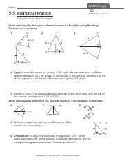 — examine profile questions that you answer as part of your program enrollment. 5 5 Additional Practice Pdf Name Geometry Savvasrealize Com 5 5 Additional Practice Inequalities In Two Triangles Write An Inequality That Gives Course Hero