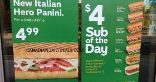 Subway sub of the day. Canadian Daily Deals Subway Sub Of The Day