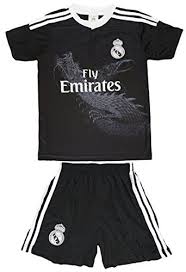 It appears the home kit will be white with gray stripes, while the away kits will be gray the change sees the controversial pink away kit dropped, in a move club bosses will hope increases their global revenue. 2014 2015 Real Madrid Kids Ronaldo 7 All Black Away Alternate Jersey Shorts Kit Youth Sizes S Ages 4 5 B Jersey Shorts Gym Shorts Womens Team Sportswear