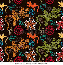 Boho Style Seamless Pattern With Australian Aboriginal Arts Motifs Hand Drawn Lizards Stones Sand Fantasy Flowers Aboriginal Petroglyphs Art Aboriginal Art