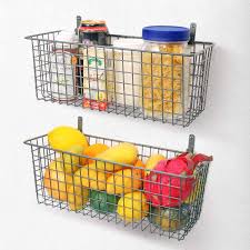 In white and other light shades, wire baskets can even give you an elegant look. Buy 3 Set Extra Large Hanging Wall Basket For Storage Wall Mount Sturdy Steel Wire Baskets Metal Hang Cabinet Bin Wall Shelves Rustic Farmhouse Decor Kitchen Bathroom Organizer Industrial Gray Online In