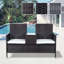 Gartio rattan garden furniture set, 4 piece pe rattan patio furniture sets weaving wicker sofa set with cushion glass table, for patio, lawn, garden, poolside, outdoor 4.4 out of 5 stars 47 £189.99 £ 189. 2 Seater Rattan Chair Garden Furniture Wicker Patio Love Seat Outdoor With Table Summer Houses Cheap Corner Summerhouse Sale Garden Sheds Uk