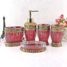 Designer Resin Bathroom Accessories Set 10 Designs Red Bathroom Accessories Bathroom Red Bathroom Accessory Set