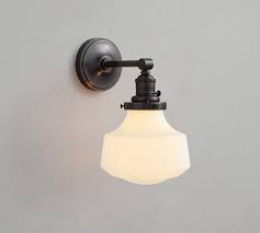 Custom Straight Arm Schoolhouse Milk Glass Sconce Pottery Barn