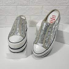 IIJIN low Top fashion Platform Shoes Slip On Clog US 6.5 EUR 37 Silver  White | eBay