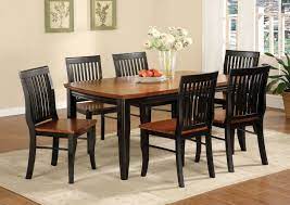 This solid hardwood dining set is finished in medium brown finish. Dining Room Black And Brown Painted Oak Mission Style Dining Room Set With Rectangle Wooden D Oak Dining Sets Dining Room Table Set Transitional Dining Tables
