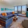 Blue and orange decorative pillows. 1