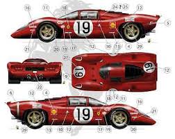 Only 3 exemplars of this car were built in 1969 to compe. Ffsmc Productions Decals 1 18 Ferrari 312p 18 And 19 Of The 24 Hours Of Le Mans 1969 Ebay