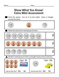 Free Penny Nickel Dime Assessment Kindergarten 1st Grade Money Math Assessment Math Assessment
