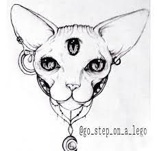 Add crazy swirly hair, big. Three Eyed Cat Drawing Drawings Cat Art Art Inspiration