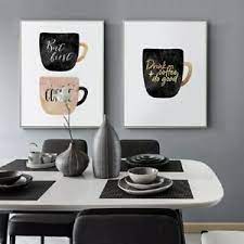 In order to achieve this kind of harmony, your kitchen and dining room decor should form a single unit. Coffee Cups Modern Kitchen Wall Decor 2 Piece Wall Art Canvas Print Unframed Ebay