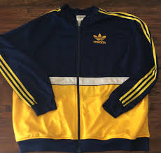 Black And Gold Adidas Track Jacket Xxl Vintage Adidas Track Jacket Embroidery Michigan Blue And Gold Yellow Adidas Track Jacket Vintage Adidas Vintage Clothing Men