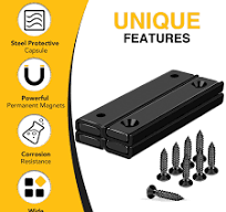 DIYMAG Black Rectangular Pot Magnets with Counter Bore, 70LBS(25 KG)  Pulling Force Countersunk Hole Magnets with Mounting Screws - 60x13.5x5mm,  Pack ...