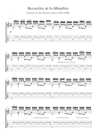 Recuerdos De La Alhambra Guitar Solo Sheet Music Recuerdos