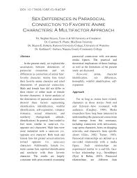 Welcome to anime characters database. Pdf Sex Differences In Parasocial Connection To Favorite Anime Characters A Multifactor Approach