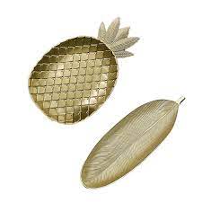Functional design holds rings, bracelets, necklaces, earrings, keys, watches and other trinkets to free up clutter from your vanity table. Buy Simple Nordic Style Wooden Golden Tray Pineapple Leaf Shape Snack Fruit Bowl Storage At Affordable Prices Free Shipping Real Reviews With Photos Joom