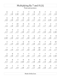 The Multiplying 1 To 10 By 7 And 8 A Math Worksheet Fr Multiplication Facts Worksheets Printable Multiplication Worksheets Math Multiplication Worksheets