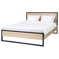 Oksfjord Bettgestell Eichenfurnier Weiss Lasiert Schwarz Ikea Deutschland Bettgestell Bett Ideen Bett Holz