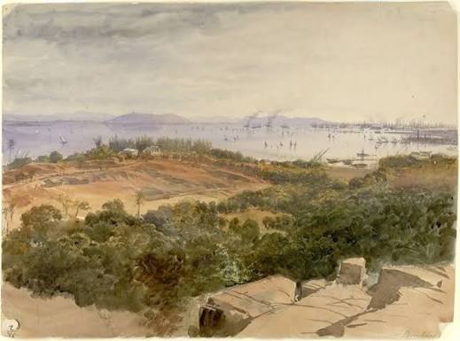 RBSI - View of Bombay Harbour - January 1870 Water-colour painting of Mumbai Harbour by Nicholas Chevalier (1828-1902) in January 1870. Inscribed on the back in pencil is: 'Bombay.' Originally, Mumbai (Bom