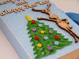 Merry Christmas Card Box Quilling Tree Happy New Year Secret Christmas Cards Handmade Merry Christmas Card Handmade Christmas