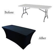 Houseables Black Table Cloths Fitted Tablecloth Cover 6 Ft Black Rectangular Skirts Polyester Spa Fitted Tablecloths Fitted Table Cover Custom Table Cloth