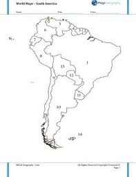 South america is surrounded by the pacific ocean from the west, by the atlantic ocean from the east and north, by the caribbean sea from the northwest and is connected with north america in the northeast part. Map Quiz Of South America Worksheet Map Activities Map Kindergarten Worksheets
