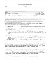 8+ Sample Purchase and Sale Agreements | Sample Templates