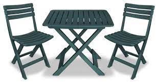 Folding outdoor folding bistro table enjoy eating meals under bright sunny sky r. Vidaxl 3 Piece Folding Bistro Set Plastic Green Balcony Set Patio Furniture Transitional Outdoor Pub And Bistro Sets By Vida Xl International B V Houzz