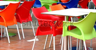 Plastic Chairs And Tables At Fast Food Restaurant Plastic Chair Fast Food Restaurant Restaurant
