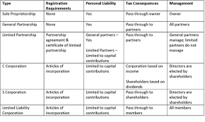 Chart Of Different Business Entities What Type Of