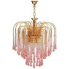 Murano Pink Crystal Teardrop Waterfall Chandelier By Venini 1960s Italy 1 Pink Chandelier Waterfall Chandelier Chandeliers And Pendants