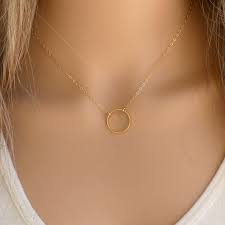 Circle Necklace Gold Circle Necklace Dainty Necklace Etsy Etsy Necklace Dainty Yellow Gold Diamond Pendant Leaf Charm Necklace