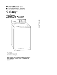 Kenmore 11019101991 User Manual Automatic Washer Galaxy