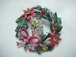 Enameled Multi Colored Rhinestone Christmas Candles Wreath Etsy