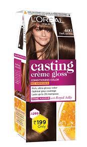 Hair color / l'oreal paris. L Oreal Paris Casting Creme Gloss Small Pack 400 Dark Brown 45g 199 Palettes