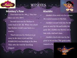 The scenes, characters the humor and dialogue all altered. Aladdin Monkey S Paw Compare And Contrast Ppt Video Online Download