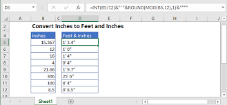 There are 12 inches in a foot, and twelve divided by four is three (12 / 4 = 3). Convert Inches To Feet And Inches In Excel Google Sheets Automate Excel