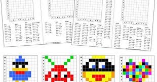 Apres Les Multi Pixels 1 Et Les Addi Pixels Voici Les Multi Pixels N 2 Quatre Nouveaux Pixels Art A Realiser A Partir De T Pix Art Math Operations Pixel Art