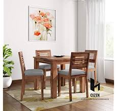 Woodwingss Bayne Solid Wood Four Seater Dining Table Set Finish Teak Amazon In Home In 2020 4 Seater Dining Table Four Seater Dining Table 4 Chair Dining Table