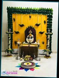 Satyanarayan Pooja Decoration Ideas At Home Satyanarayan Pooja Benefits Keyword After Analyzing The Decoration For Ganpati Ganapati Decoration Goddess Decor