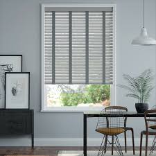 Faux wood blinds with tapes. Urban Grey Anthracite Faux Wood Blind 50mm Slat