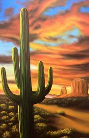 Sunset view of the arizona desert with cacti. Arizona Sunset Choko Art Scenery Paintings Art Arizona Sunset