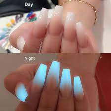 Ombre Glow In The Dark Nails In 2021 Neon Acrylic Nails Glow Nails Coffin Nails Designs