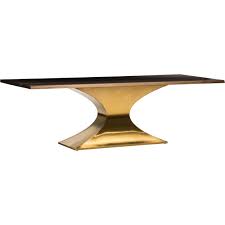 Praetorian Dining Table Seared Oak Brushed Gold Base Dining Table Gold Pedestal Dining Table Wood Dining Table