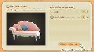 Below is a list of the furniture you can find in animal crossing new horizons, along with flooring, walling, carpeting, and wall fixtures. Pascal S Mermaid Set Furniture Diy Crafting Recipes Clothing Items For Animal Crossing New Horizons