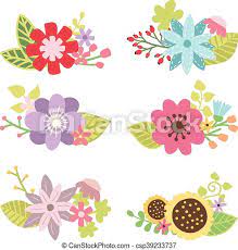 Fiori colorati foto e immagini. Floreale Set Fiore Disegni Elementi Estate Set Colorato Elements Primavera Mano Vettore Disegno Fiore Floreale Canstock